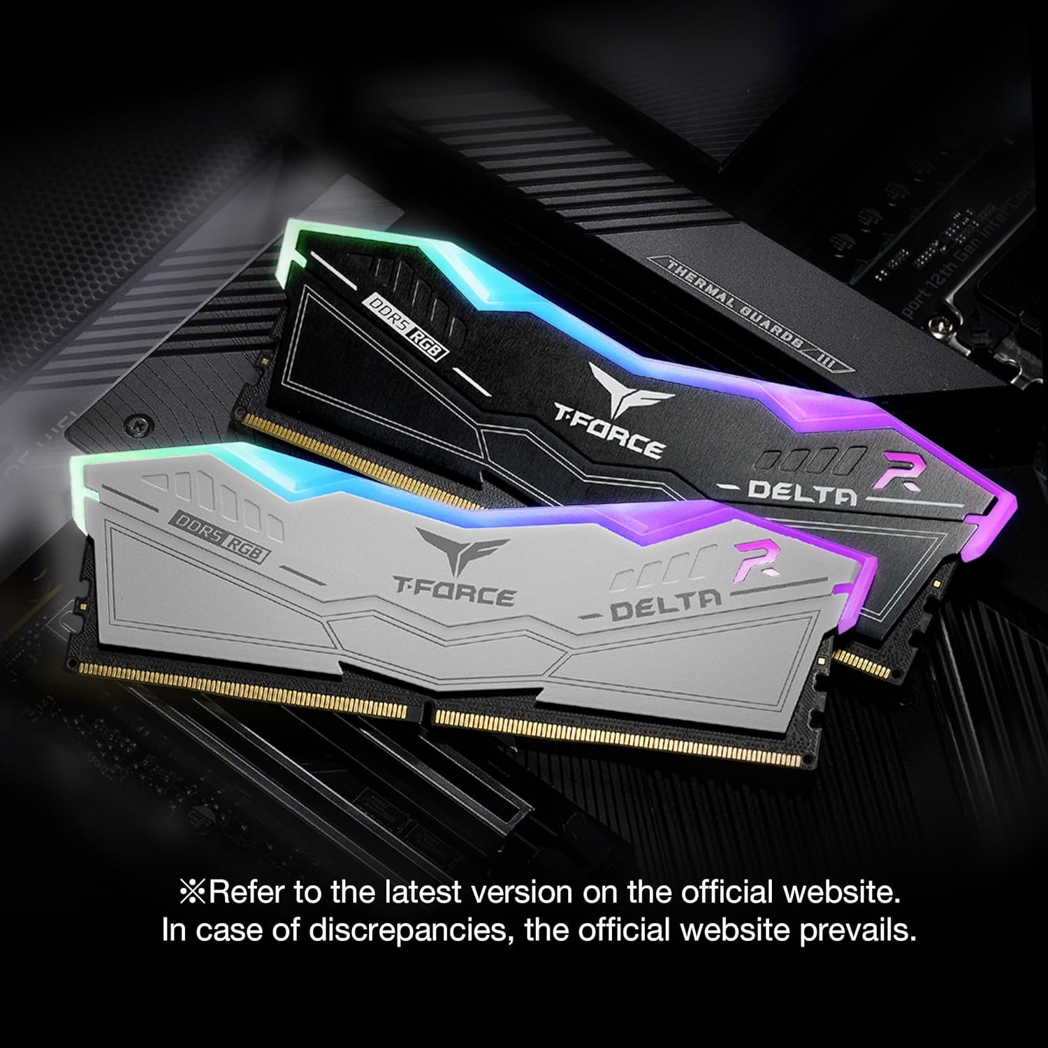 TeamGroup T-Force Delta RGB 32GB (2x 16GB) DDR5 6000 RAM, 38 CAS Latency, Intel XMP 3.0 Chipset, White - رام بيضاء
