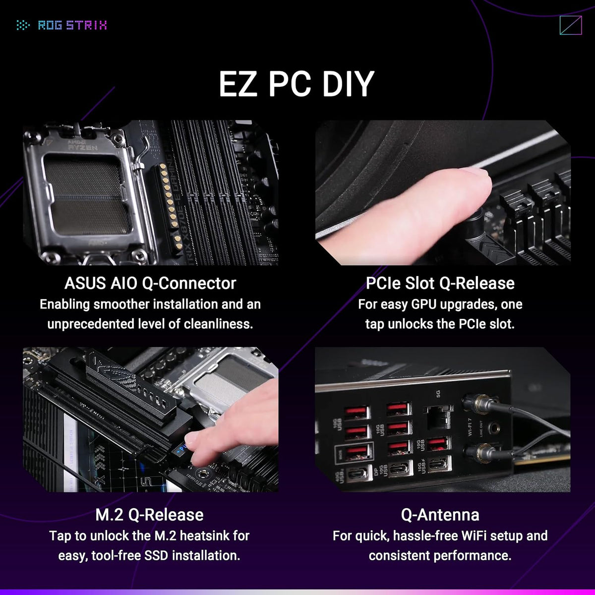 ASUS ROG Strix X870E-E Gaming WiFi 7 NEO – AMD AM5, PCIe 5.0, DDR5, USB4, WiFi 7, Heavy Duty Power Delivery ATX Motherboard - ماذربورد