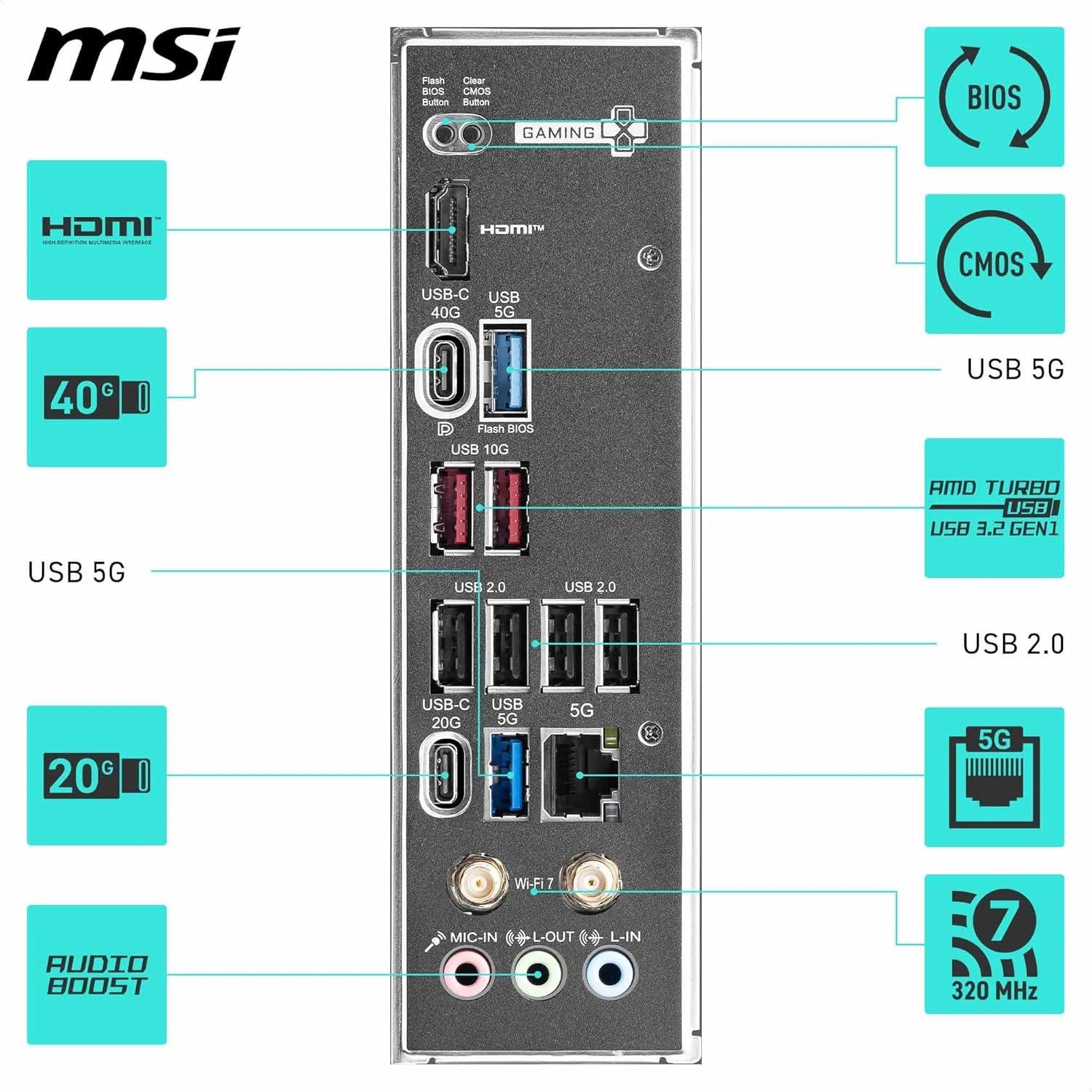 MSI X870 GAMING PLUS WIFI7 DDR5 AM5 AMD ATX Gaming Motherboard - اللوحة الام