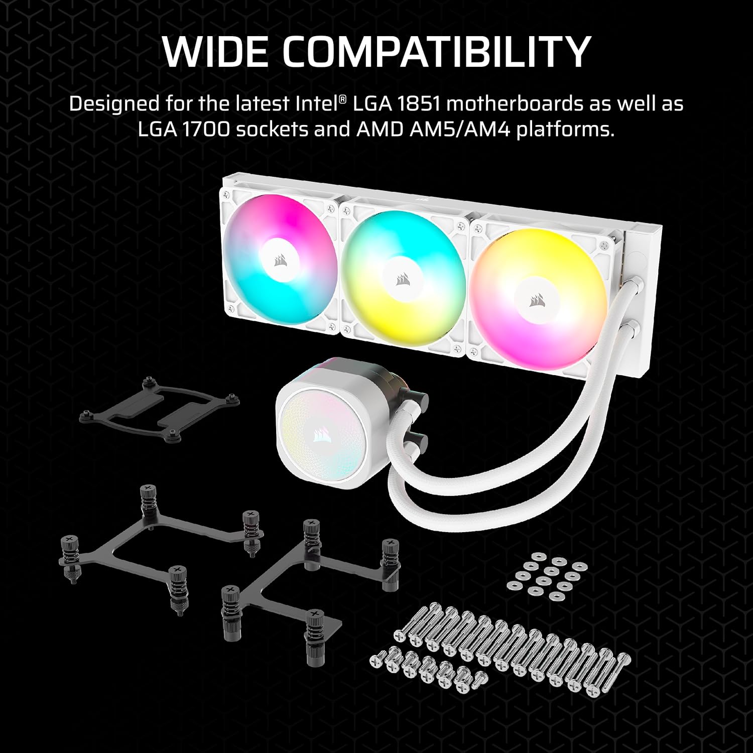 CORSAIR Nautilus 360 RS ARGB Liquid CPU Cooler, Low-Noise, 360mm AIO, RGB 3FAN White - مبرد مائي أبيض