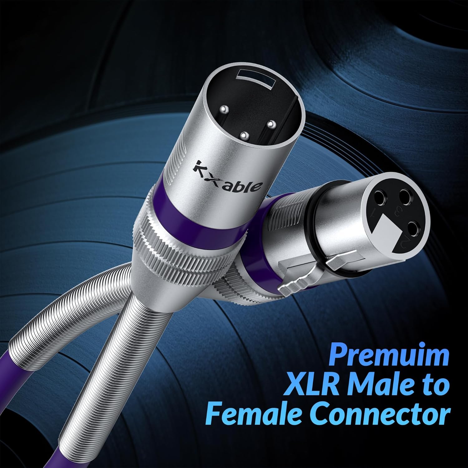 Kxable XLR Microphone Cable 8 FT (2.5M) XLR Male to Female Purple - كيبل أرجواني