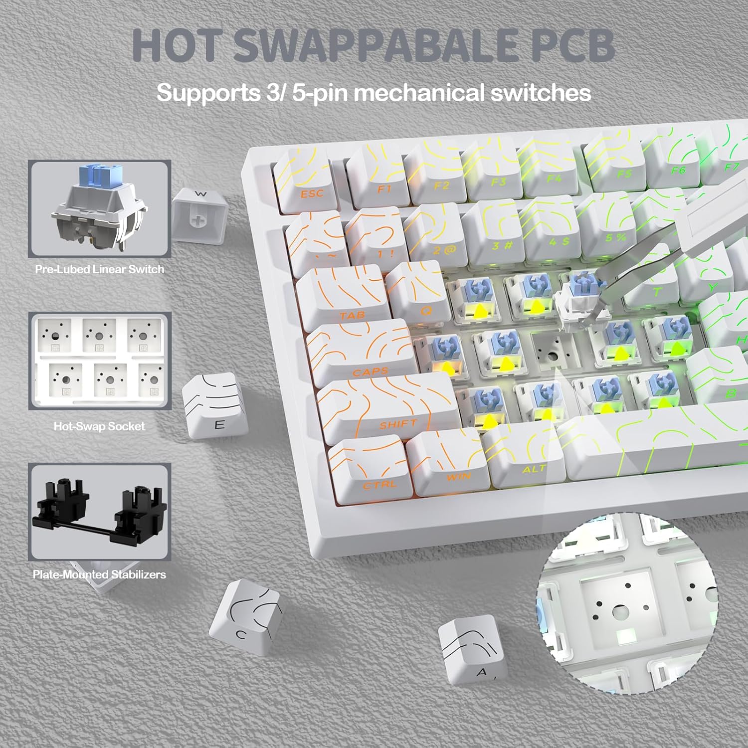 ATTACK SHARK X820Ultra Tri-mode Wireless Gasket Mechanical Keyboard with Smart Display White Contour & Shark Switch - كيبورد ميكانيكي أبيض