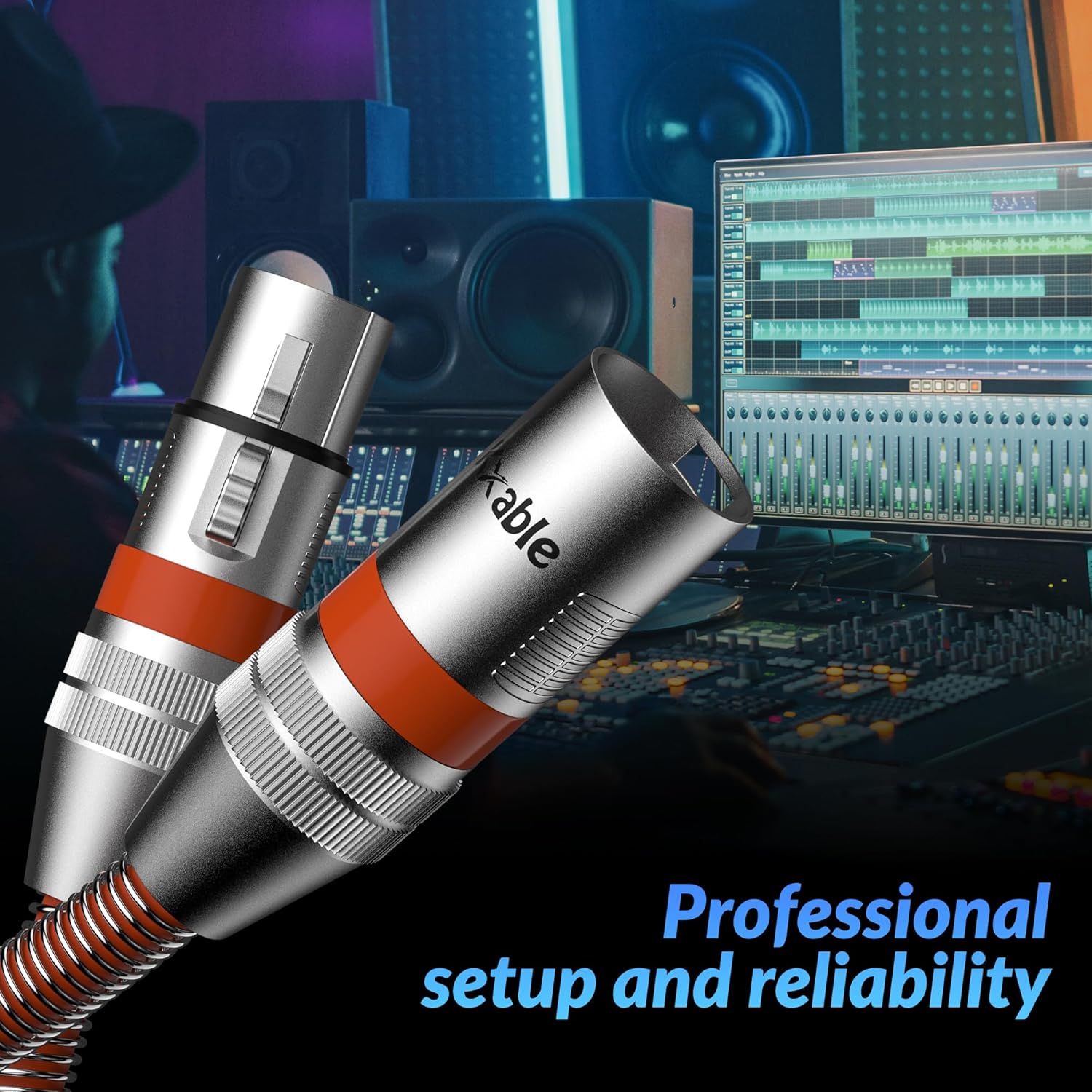 Kxable XLR Microphone Cable 8 FT (2.5M) XLR Male to Female Orange - كيبل برتقالي