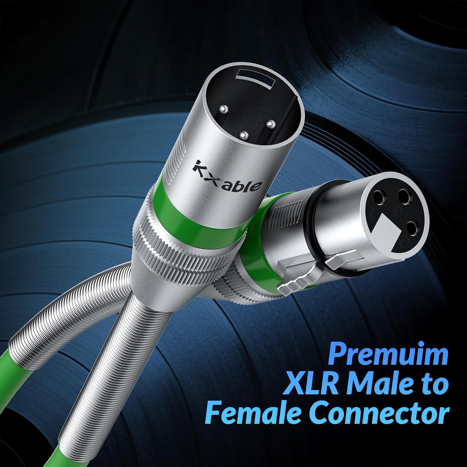 Kxable XLR Microphone Cable 8FT (2.5M) XLR Male to Female Green - كيبل أخضر