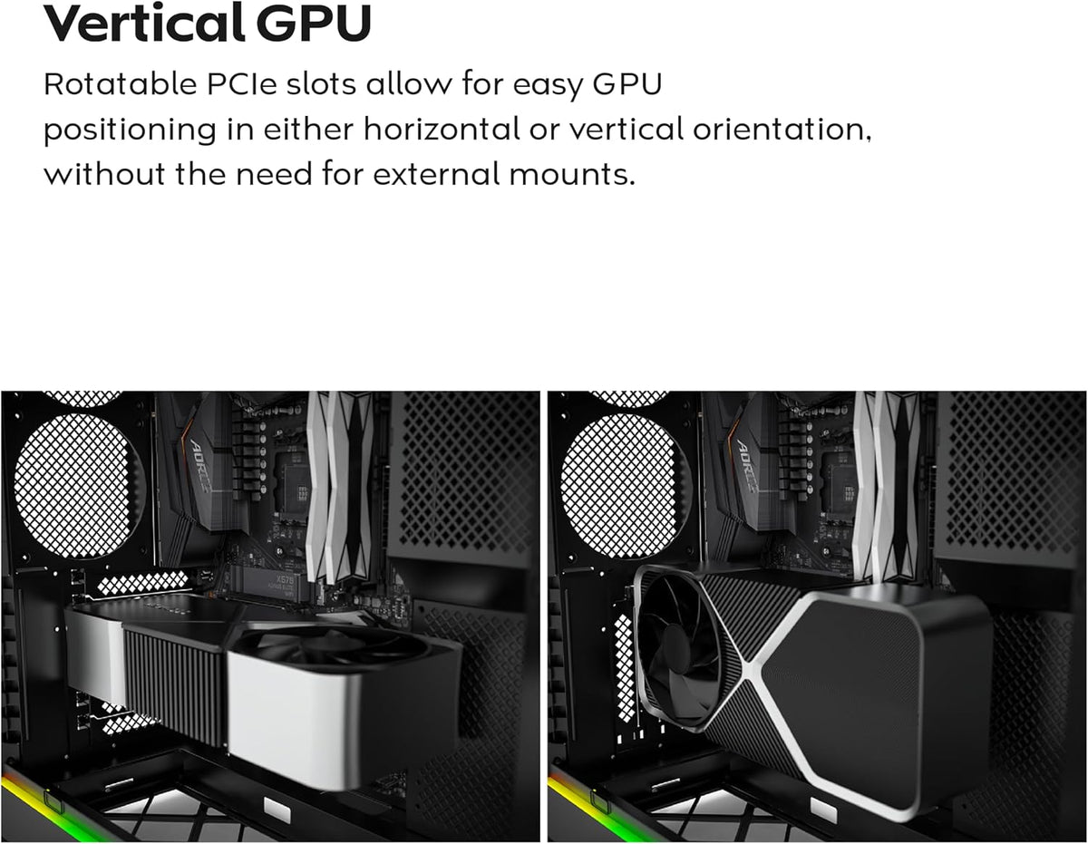 MONTECH HS02 PRO Black Dual-Chamber ATX Mid-Tower Case (5x ARGB PWM Fans) - كيس