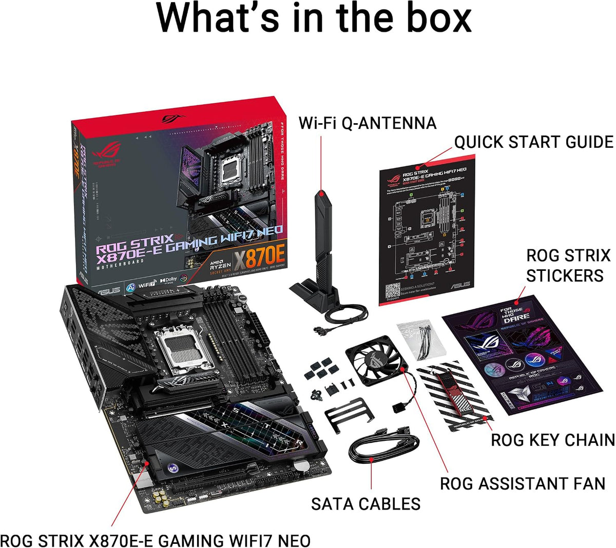 ASUS ROG Strix X870E-E Gaming WiFi 7 NEO – AMD AM5, PCIe 5.0, DDR5, USB4, WiFi 7, Heavy Duty Power Delivery ATX Motherboard - ماذربورد