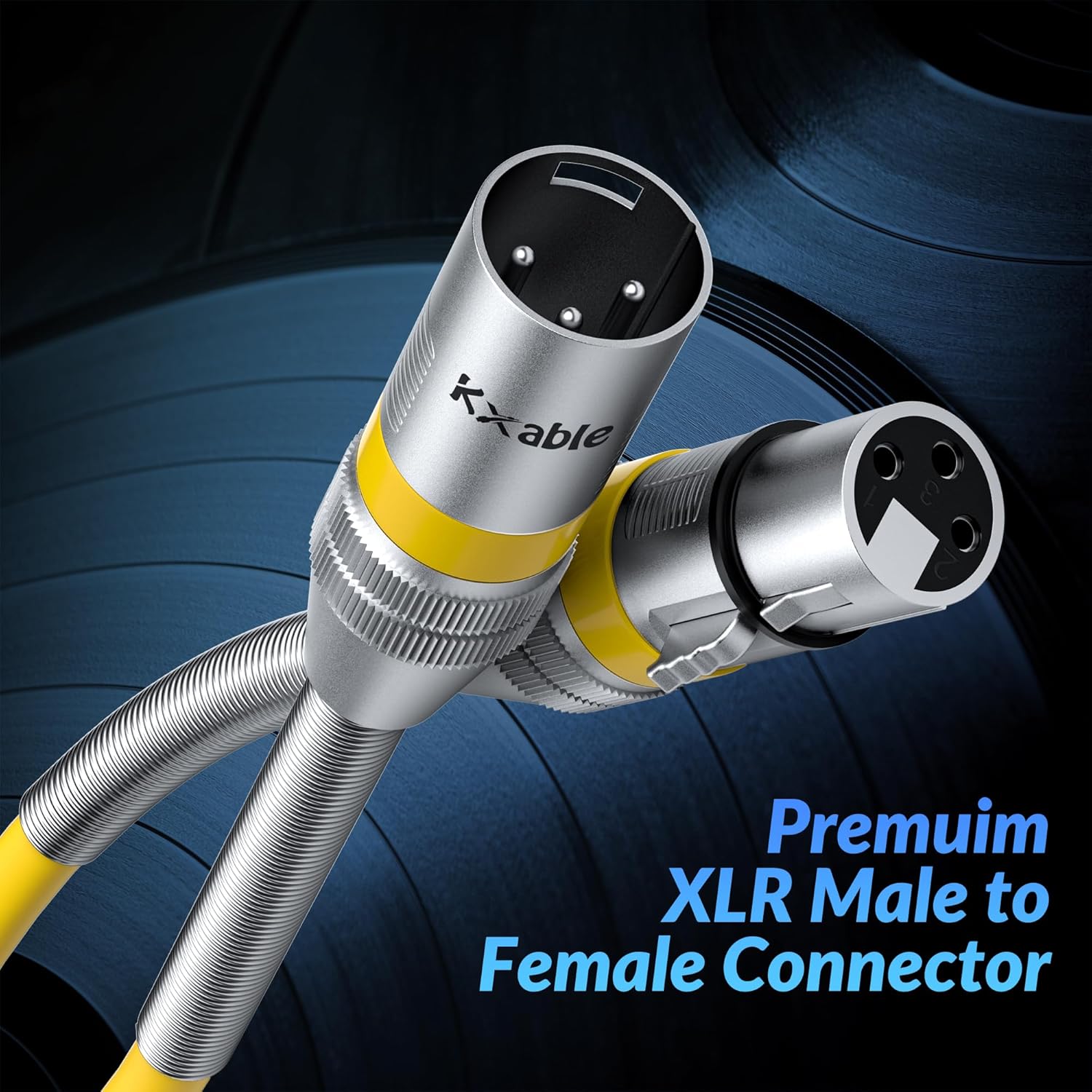 Kxable XLR Microphone Cable 8 FT (2.5M) XLR Male to Female Yellow - كيبل أصفر