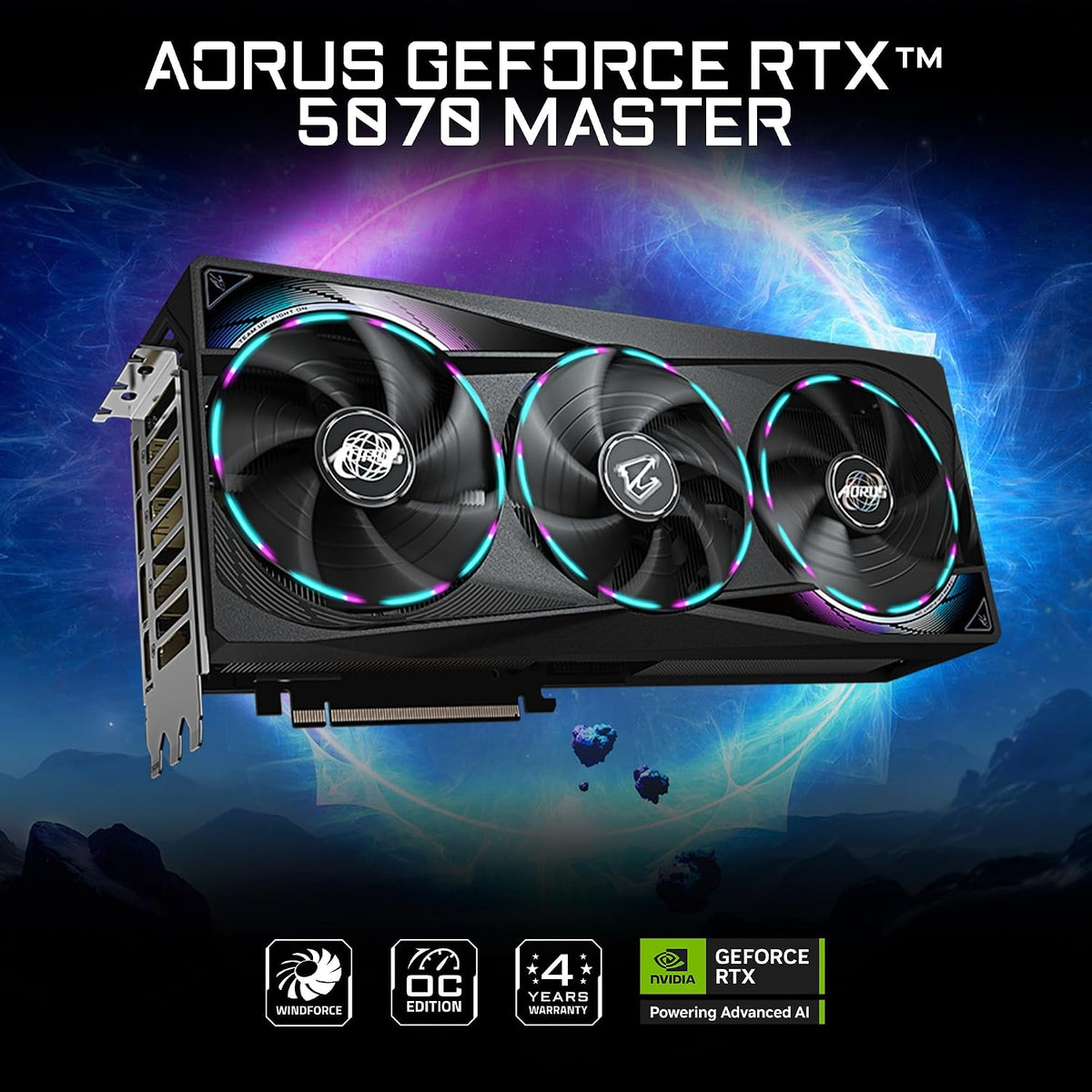 Gigabyte AORUS GeForce RTX 5070 Master 12GB GDDR7 Graphics Card Black - كرت شاشه