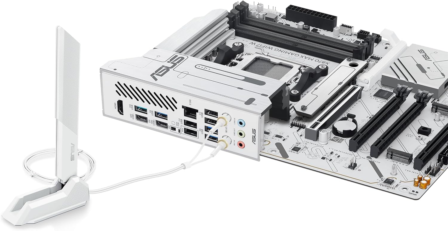 ASUS X870 MAX GAMING WIFI7 WHITE AMD AM5 GAMING Motherboard, DDR5 , Wi-Fi 7 , WHITE - لوحه إم بيضاء