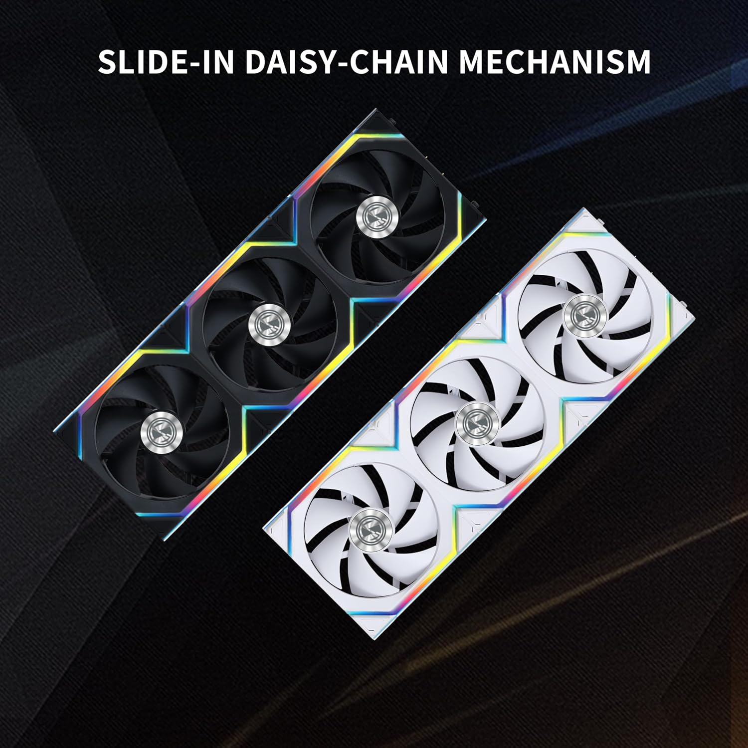 Lian Li UNI Fan SL Wireless 120mm ARGB Fan - Triple Pack - 2.4 GHz Wireless Signal for RGB & Fans Control - Customizable Lighting Effects - Controller Included & Required - White - مراوح بيضاء