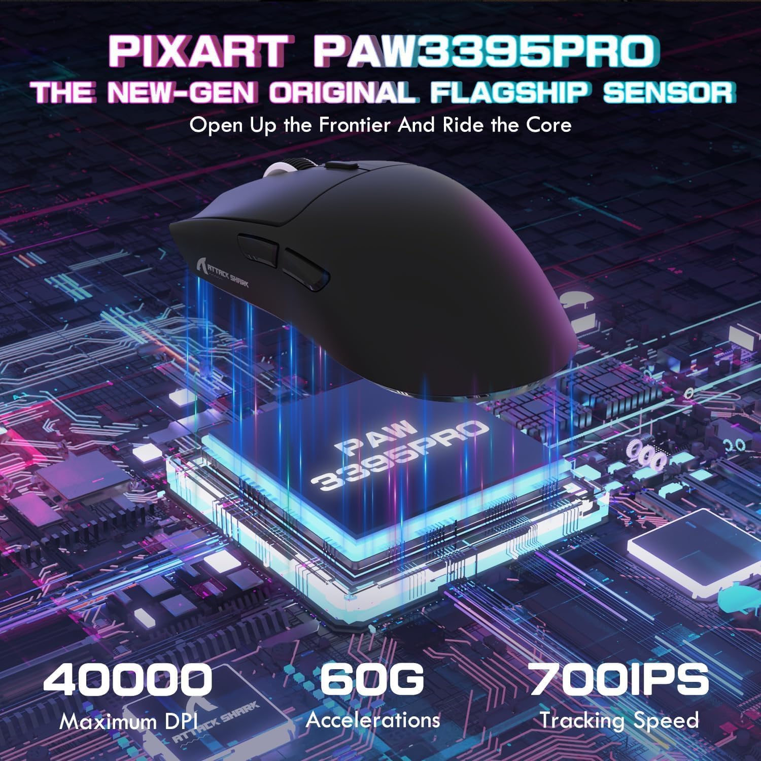 ATTACK SHARK X1 Tri-mode Gaming Mouse With Touchpad RGB Charging Dock Black - ماوس ممتاز مع شاحن بالبصمة
