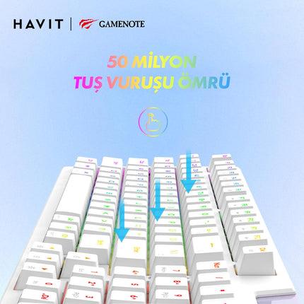 HAVIT KB885L RGB Backlit Mechanical Gaming Keyboard - White - كيبورد