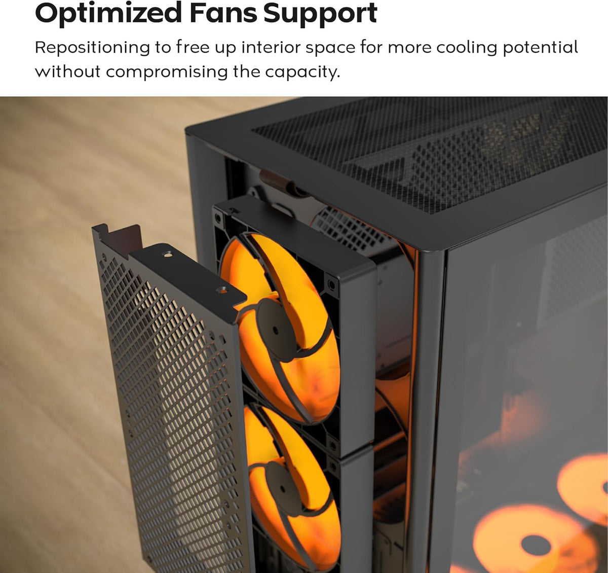 MONTECH HS02 PRO Black Dual-Chamber ATX Mid-Tower Case (5x ARGB PWM Fans) - كيس