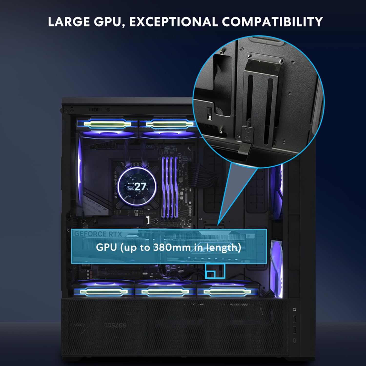 Lian Li LANCOOL 217 INF Infinity Mirror Computer Case, Mid-Tower ATX PC Case with Pre-Installed Fans, Black - كيس اسود