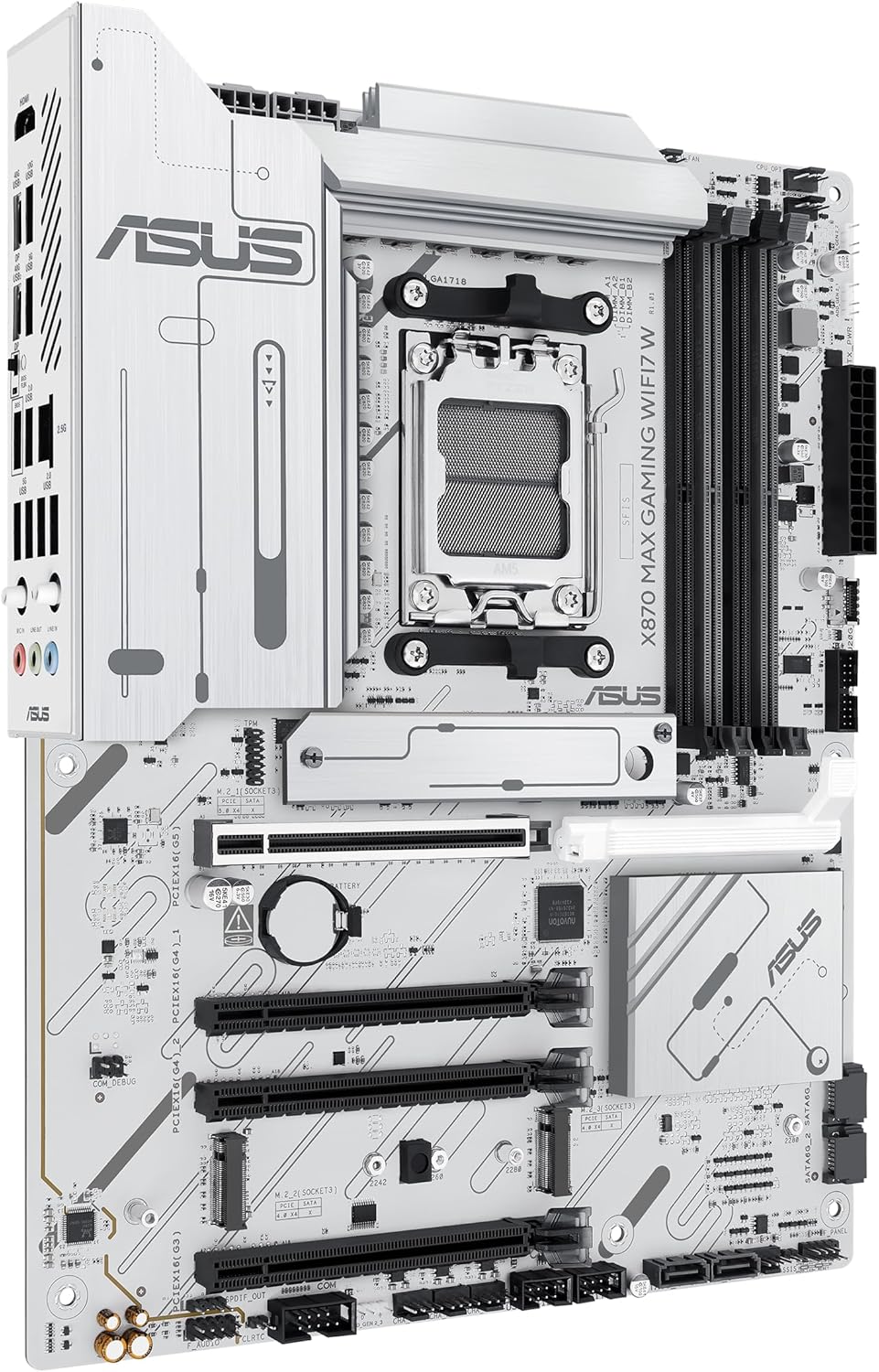 ASUS X870 MAX GAMING WIFI7 WHITE AMD AM5 GAMING Motherboard, DDR5 , Wi-Fi 7 , WHITE - لوحه إم بيضاء