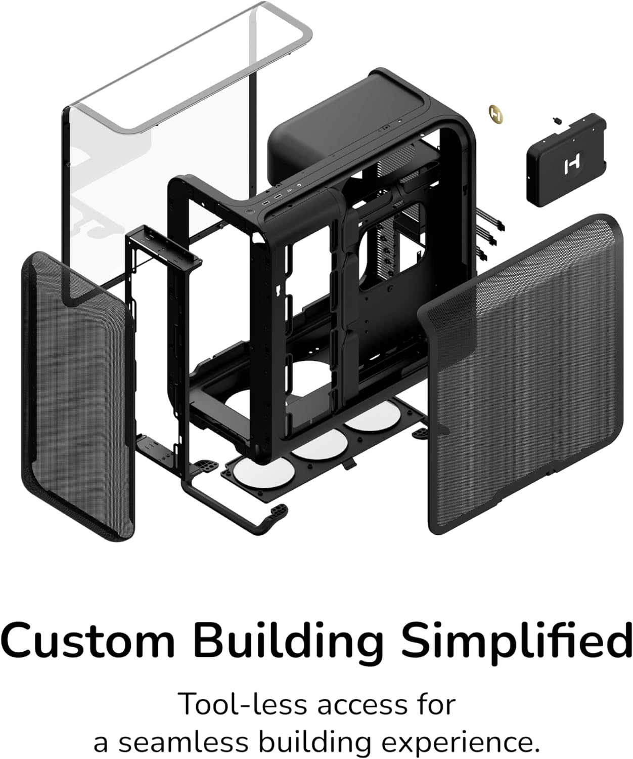 HYTE X50 Modern Performance ATX Mid-Tower PC Gaming Case Pitch Black, Curved Glass, High-Airflow Design - كيس