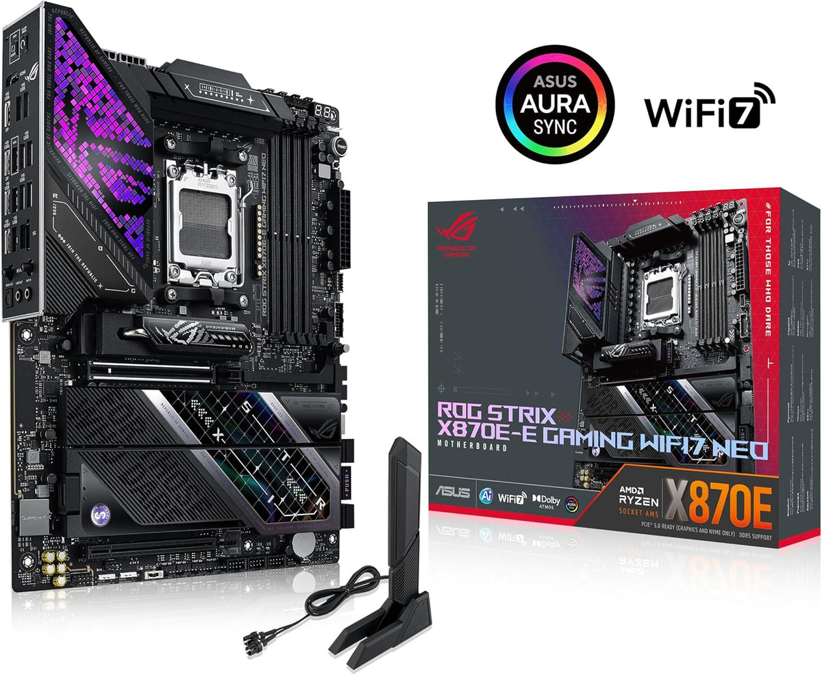 ASUS ROG Strix X870E-E Gaming WiFi 7 NEO – AMD AM5, PCIe 5.0, DDR5, USB4, WiFi 7, Heavy Duty Power Delivery ATX Motherboard - ماذربورد