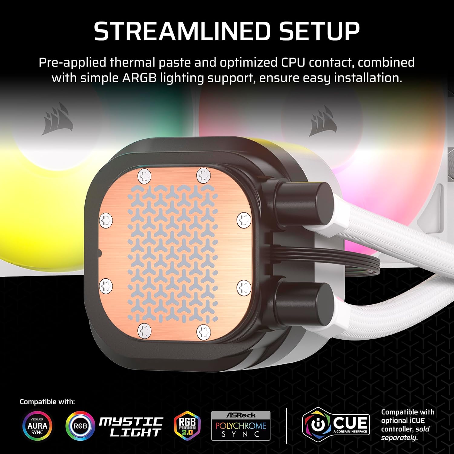 CORSAIR Nautilus 360 RS ARGB Liquid CPU Cooler, Low-Noise, 360mm AIO, RGB 3FAN White - مبرد مائي أبيض