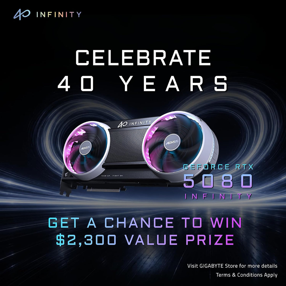 GIGABYTE AORUS GeForce RTX 5080 Infinity 16GB GDDR7 Graphics Card – PCIe 5.0, WINDFORCE Cooling & Infinity RGB Lighting - كرت شاشة