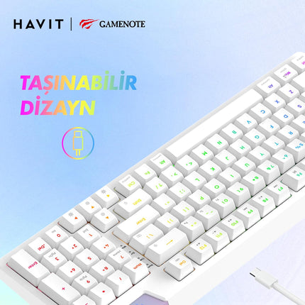 HAVIT KB885L RGB Backlit Mechanical Gaming Keyboard - White - كيبورد