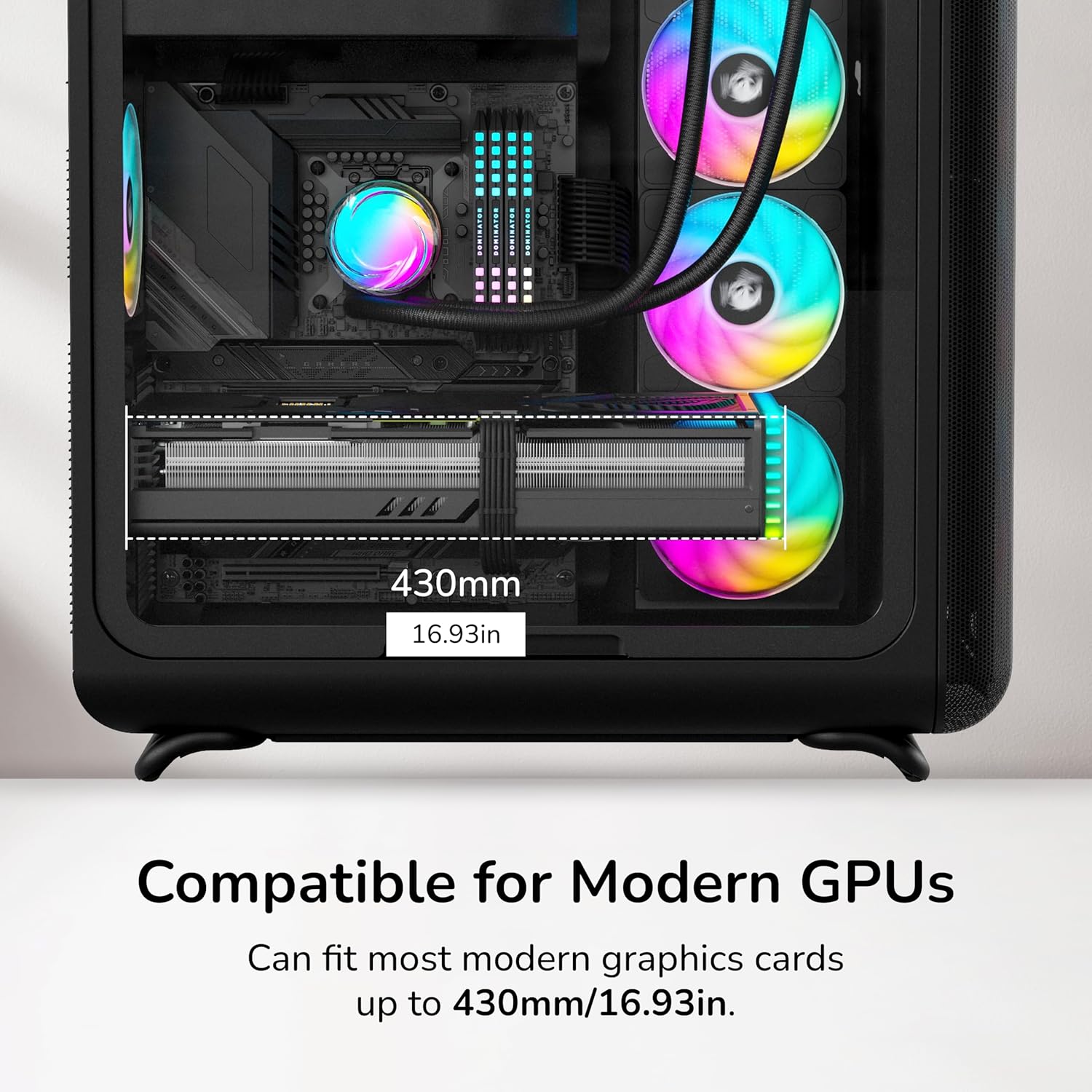 HYTE X50 Modern Performance ATX Mid-Tower PC Gaming Case Pitch Black, Curved Glass, High-Airflow Design - كيس