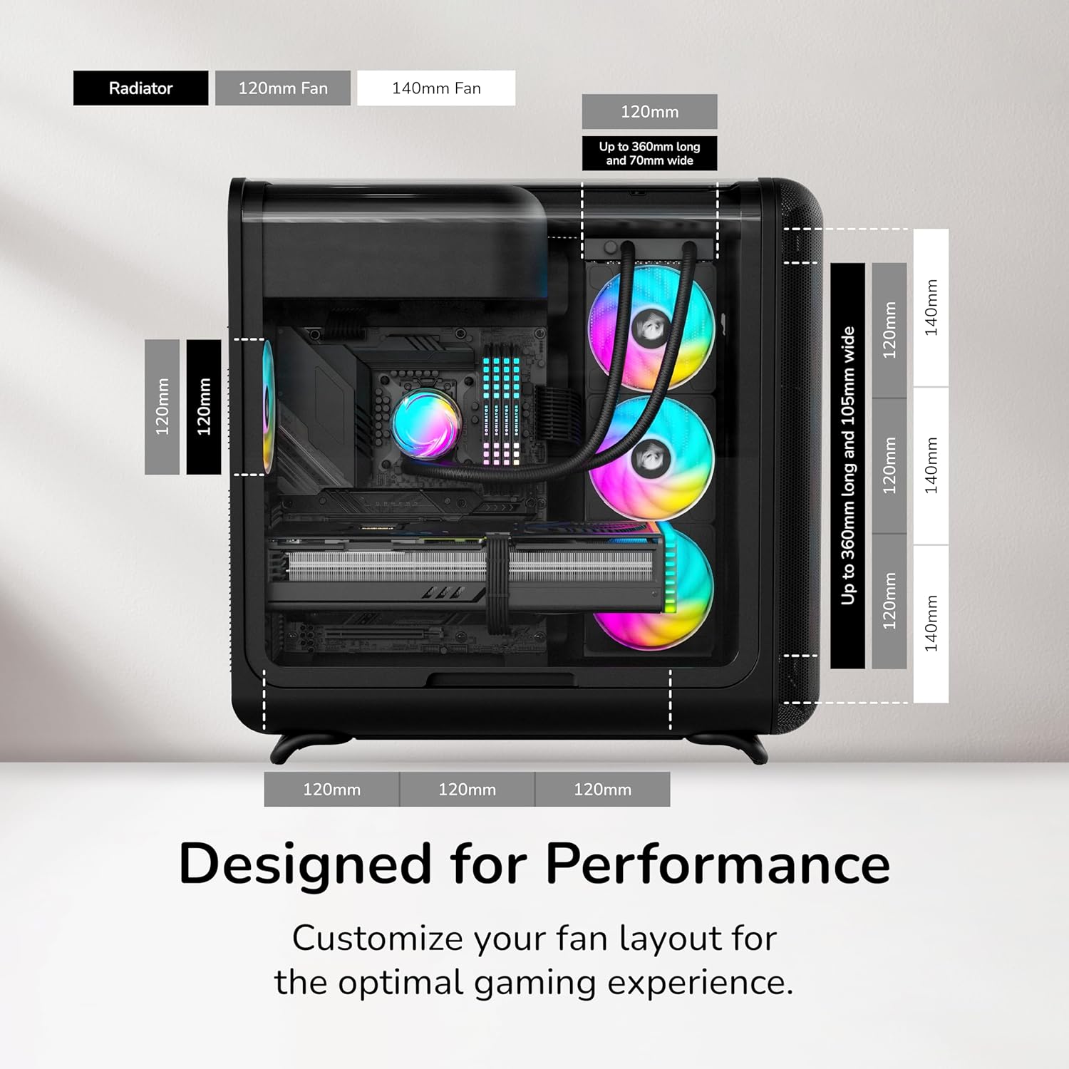 HYTE X50 Modern Performance ATX Mid-Tower PC Gaming Case Pitch Black, Curved Glass, High-Airflow Design - كيس