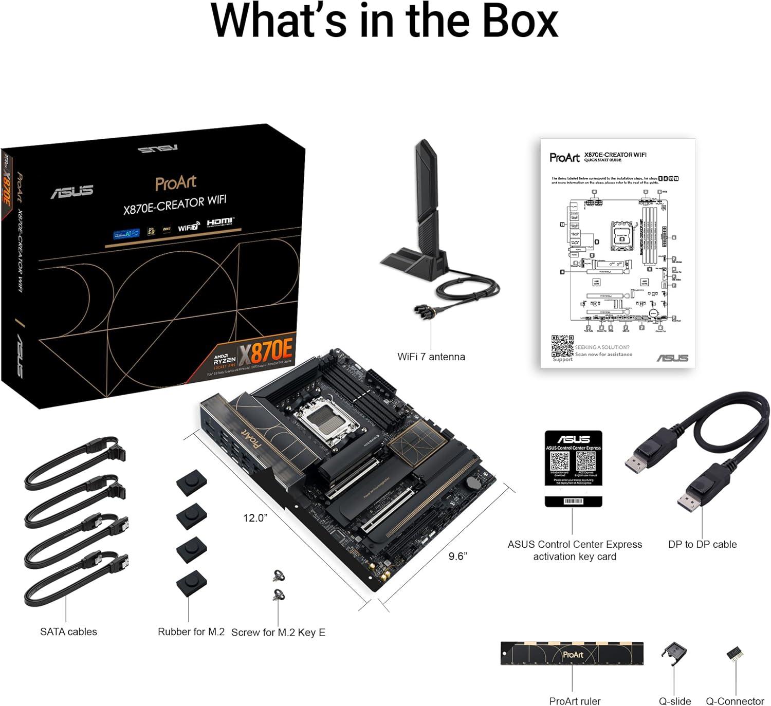 ASUS ProArt X870E-CREATOR WiFi AMD AM5 X870E ATX Motherboard PCIe® 5.0 x16 Slots with Full Support for Next-gen GPUs, 16+2+2 Power Stages, DDR5, Dual USB4®, 10 Gb & 2.5 Gb LAN, WiFi 7, Four M.2 Slots - لوحه ام