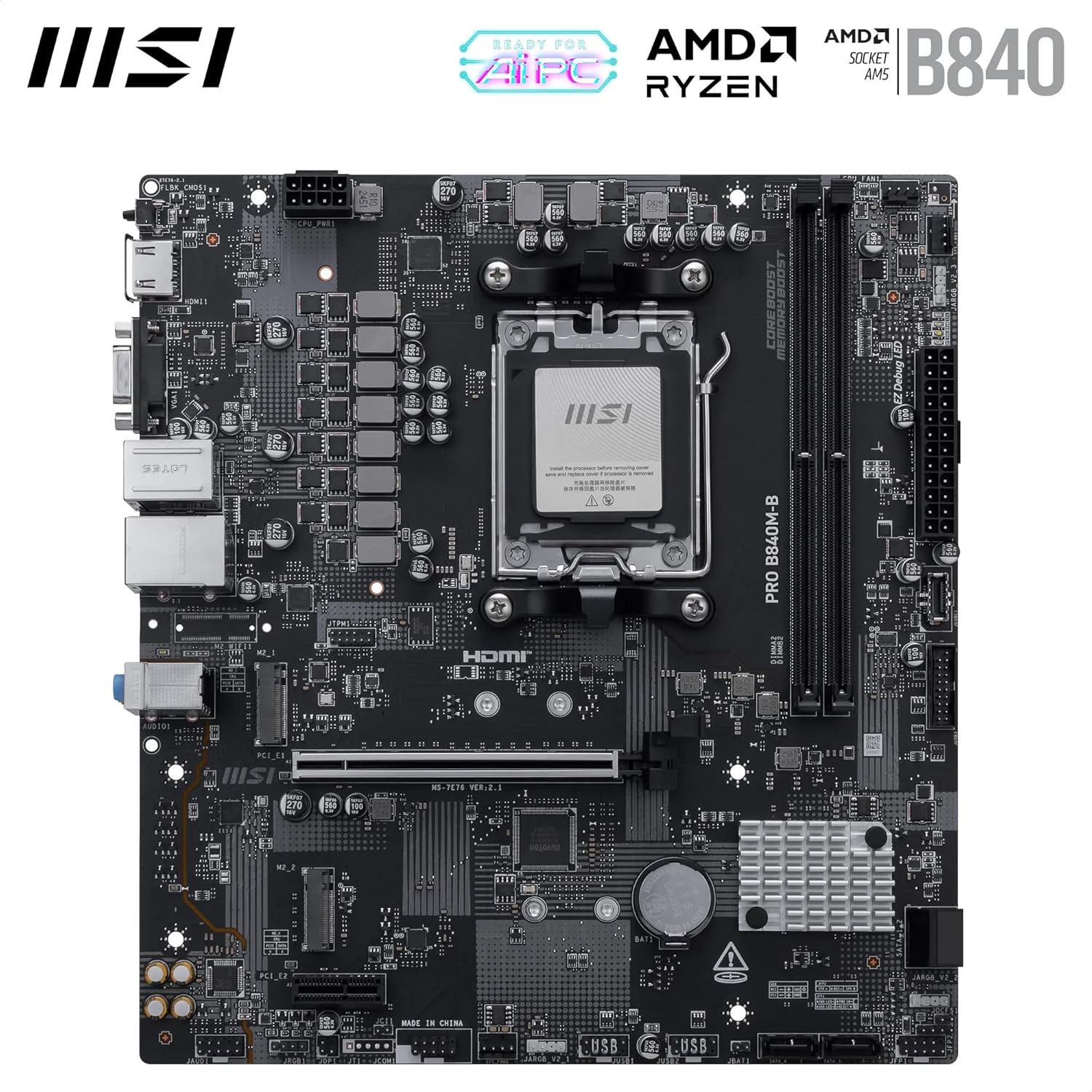 MSI PRO B840M-B AM5 DDR5 M-ATX Motherboard- لوحة الأم