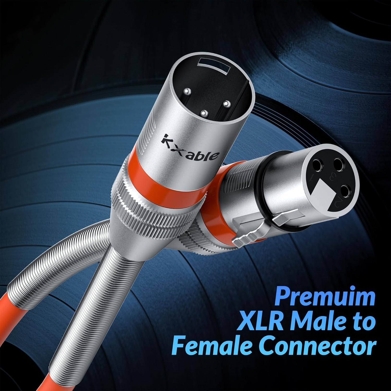 Kxable XLR Microphone Cable 8 FT (2.5M) XLR Male to Female Orange - كيبل برتقالي