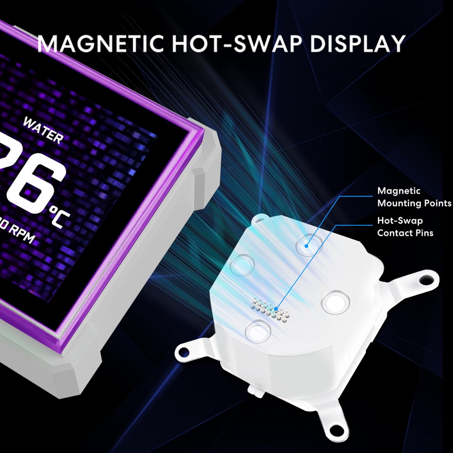 Lian Li Hydroshift II LCD-S 360TL ARGB Liquid CPU Cooler With IPS LCD Square Screen White - مبرد مائي مع شاشه