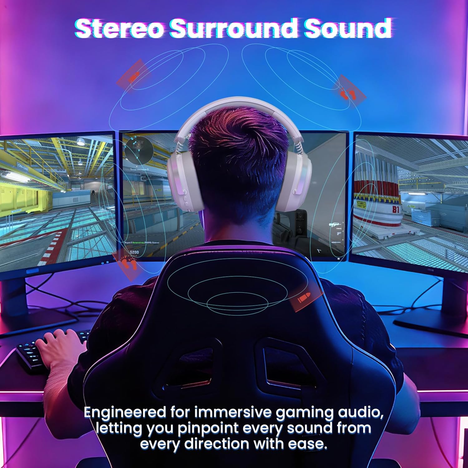 ATTACK SHARK G800 Wireless Gaming Headset, 7.1 Surround Sound White -  سماعة محيطية لا سلكية بيضاء