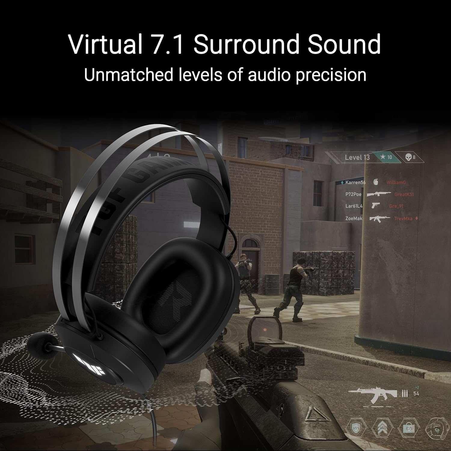 ASUS A302 TUF H1 GEN II GAMING HEADSET 7.1 Surround Sound BLACK - سماعات احترافية