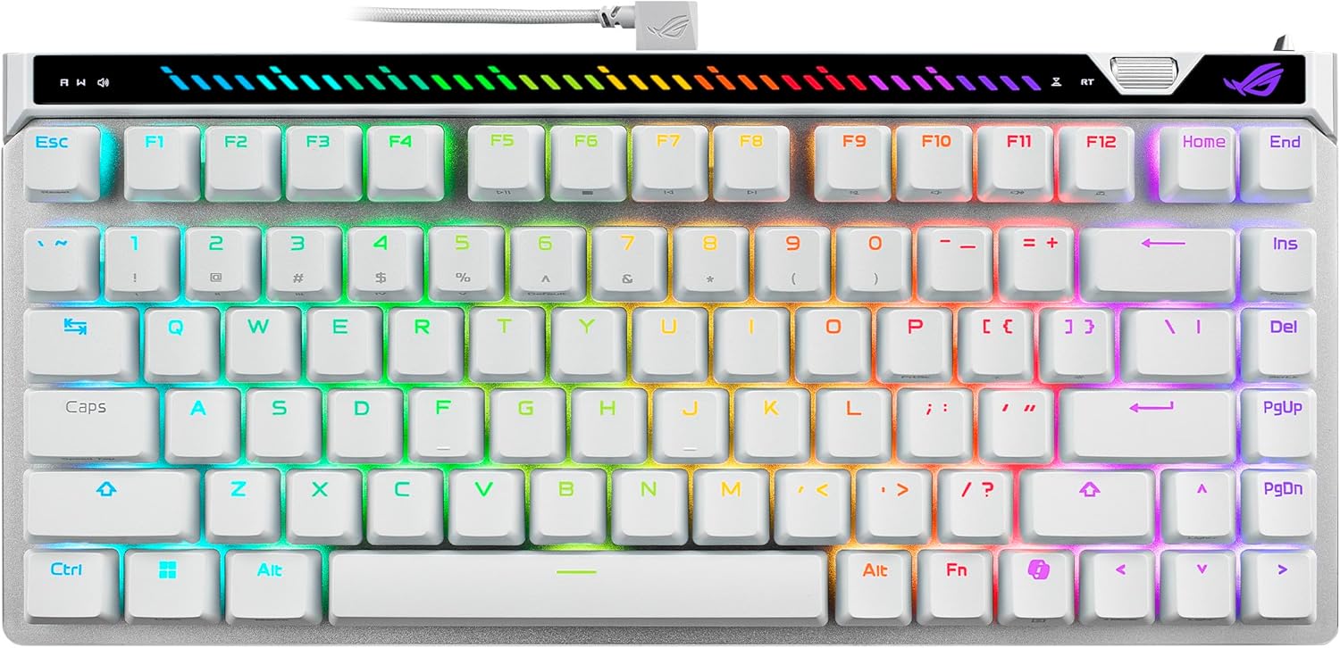 ASUS ROG Falchion Ace 75 HE Gaming Keyboard, Magnetic Switch, Hot-Swappable, English-Arabic Layout White - كيبورد اسوس مغناطيسي أبيض