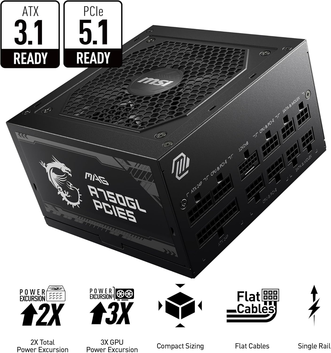 MSI MAG A750GL PCIE5 750W 80 PCIE5 Plus PSU - مزود طاقة