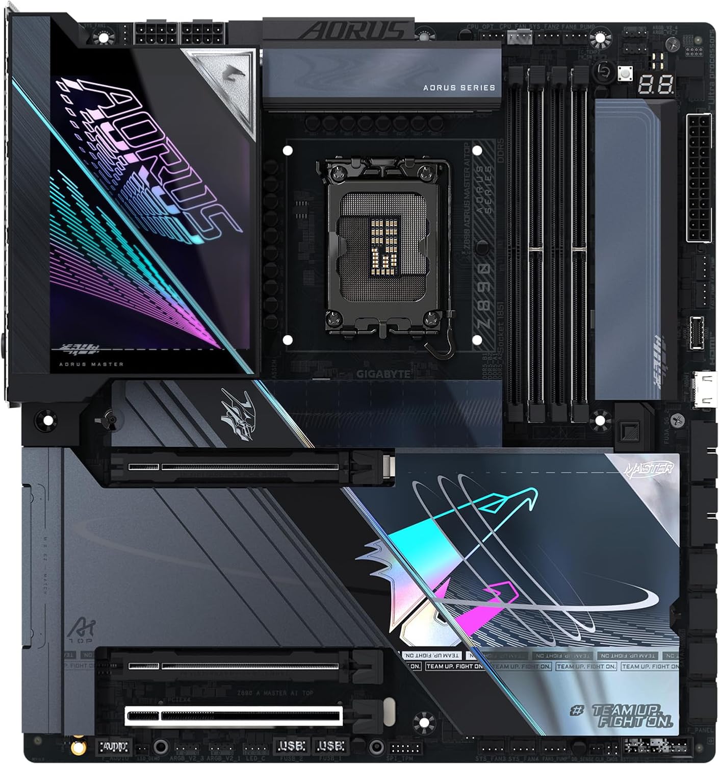 GIGABYTE Z890 AORUS Master AI TOP Intel Core Ultra LGA 1851 Motherboard, E-ATX, DDR5, 4X M.2, PCIe 5.0, Thunderbolt 4, WIFI7, 10GbE LAN, EZ-Latch - اللوحة الأم