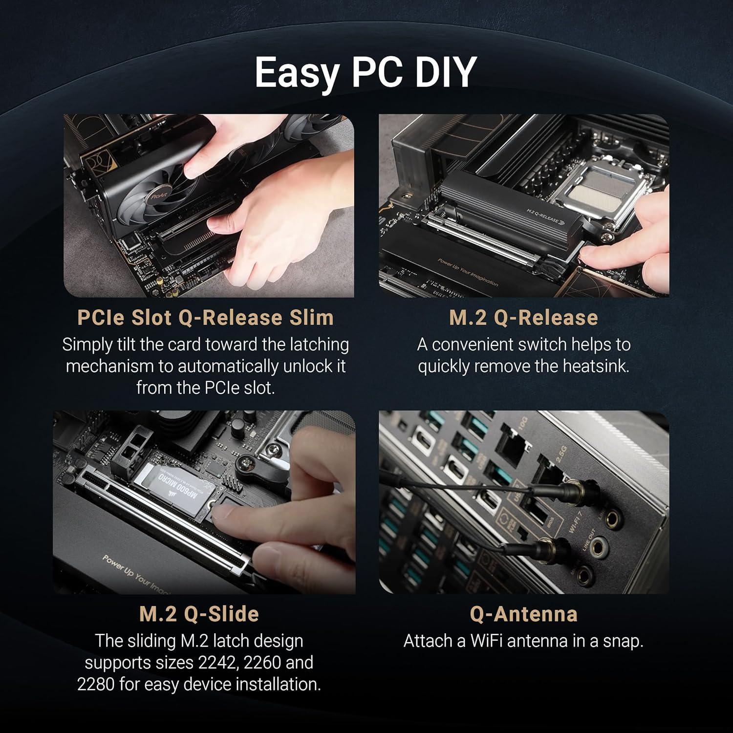 ASUS ProArt X870E-CREATOR WiFi AMD AM5 X870E ATX Motherboard PCIe® 5.0 x16 Slots with Full Support for Next-gen GPUs, 16+2+2 Power Stages, DDR5, Dual USB4®, 10 Gb & 2.5 Gb LAN, WiFi 7, Four M.2 Slots - لوحه ام