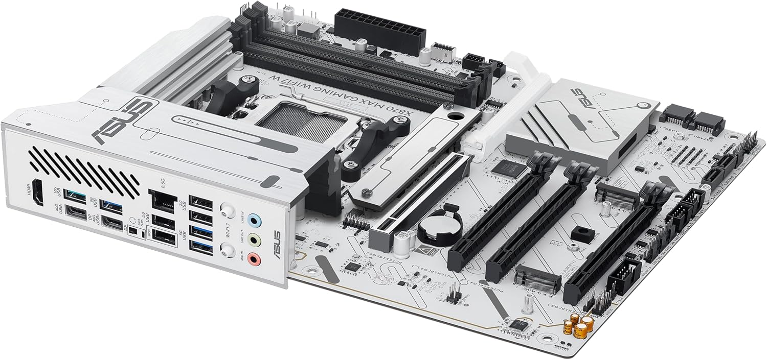 ASUS X870 MAX GAMING WIFI7 WHITE AMD AM5 GAMING Motherboard, DDR5 , Wi-Fi 7 , WHITE - لوحه إم بيضاء