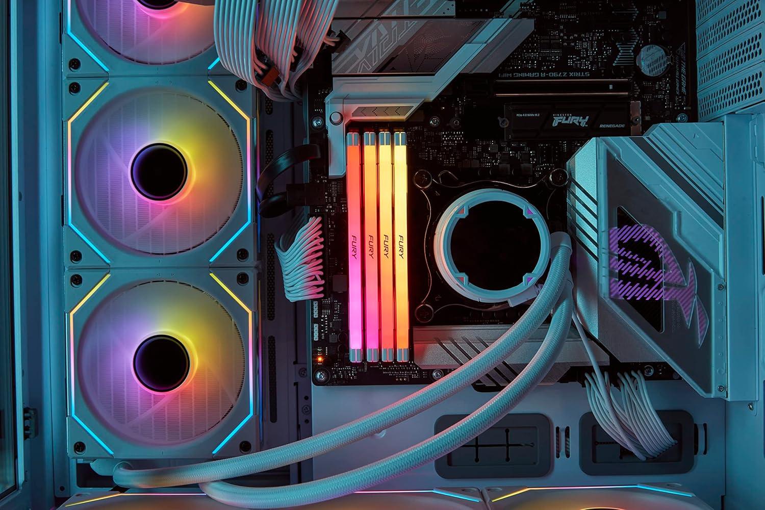 Kingston Fury Renegade RGB white XMP 48GB (24GB*2) 8400MT/s DDR5 CL40 CUDIMM - الذاكرة العشوائية