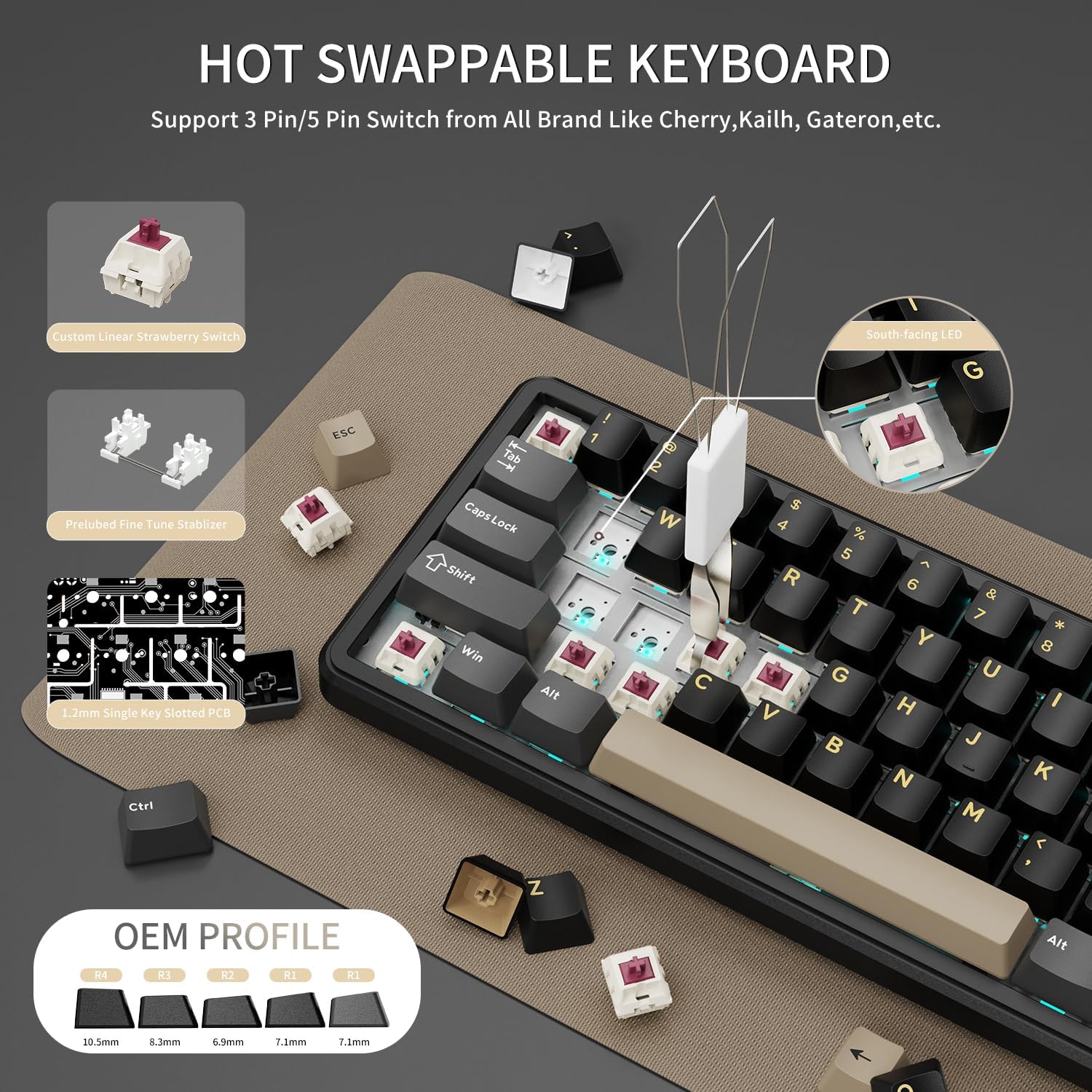 Attack Shark X66 Wireless Mechanical Gaming Keyboard RGB 3 Mode – Black - كايبورد قيمينغ وايرلس