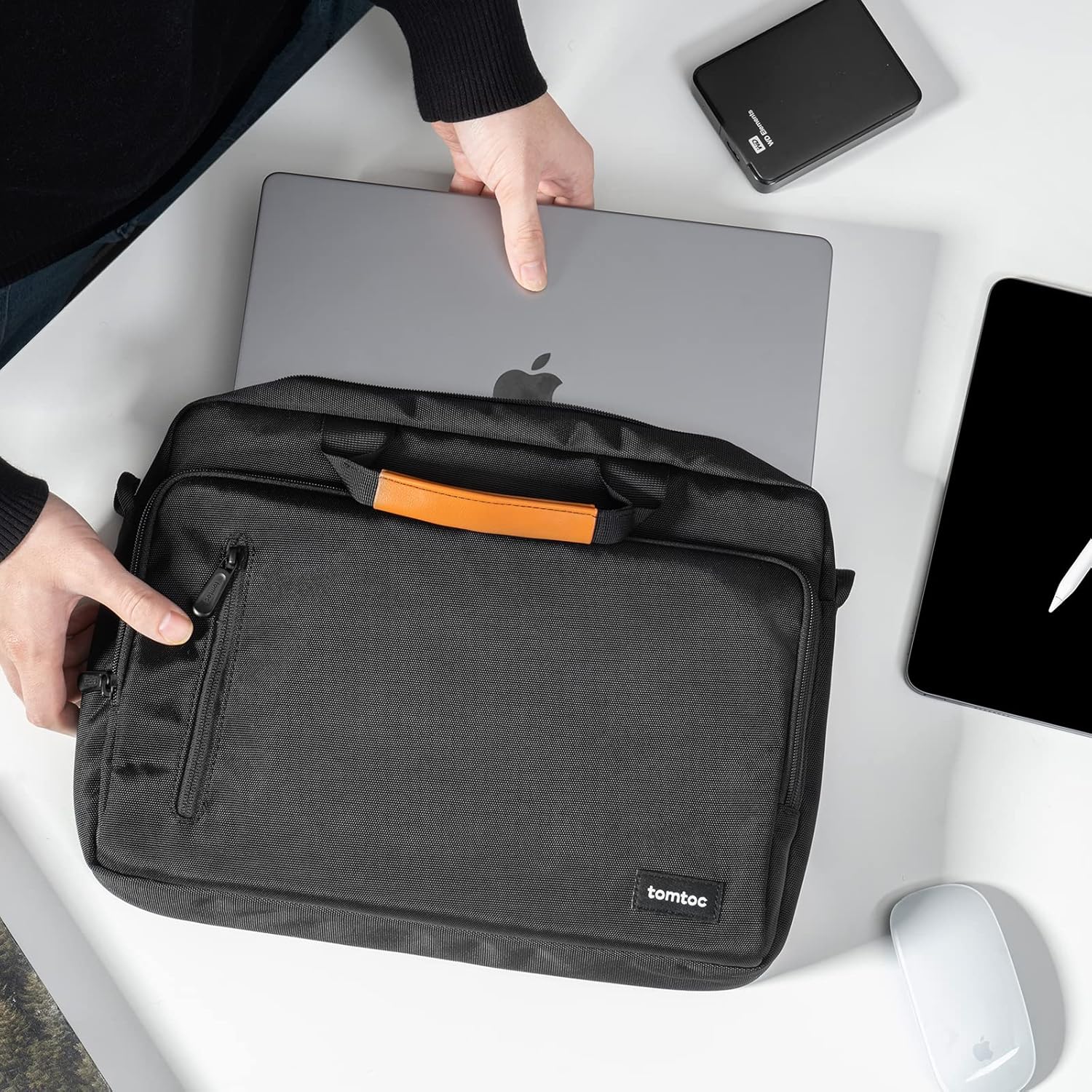 tomtoc 15.6 multi-function laptop Shoulder messenger bag briefcase for 15