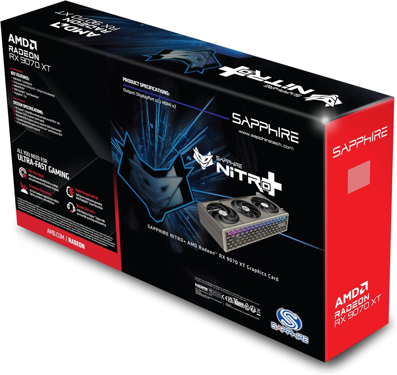 Sapphire Nitro+ AMD Radeon™ RX 9070 XT Gaming OC 16GB Dual HDMI/Dual DP - كارت شاشة