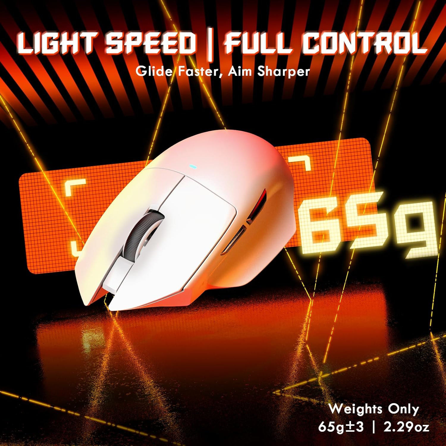 ATTACK SHARK V6 Ultra-Light Tri-Mode White Gaming Mouse with RGB Magnetic Charging Dock - ماوس ممتاز مع شاحن