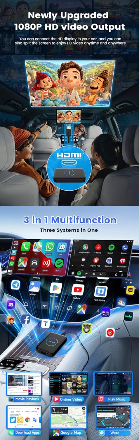 Carlinkit TBox LITE S Android 13 AI Box (4GB RAM + 64GB, Qualcomm 8-Core, Wireless CarPlay & Android Auto) - قطعة تحويل الكاربلاي الى لاسلكي
