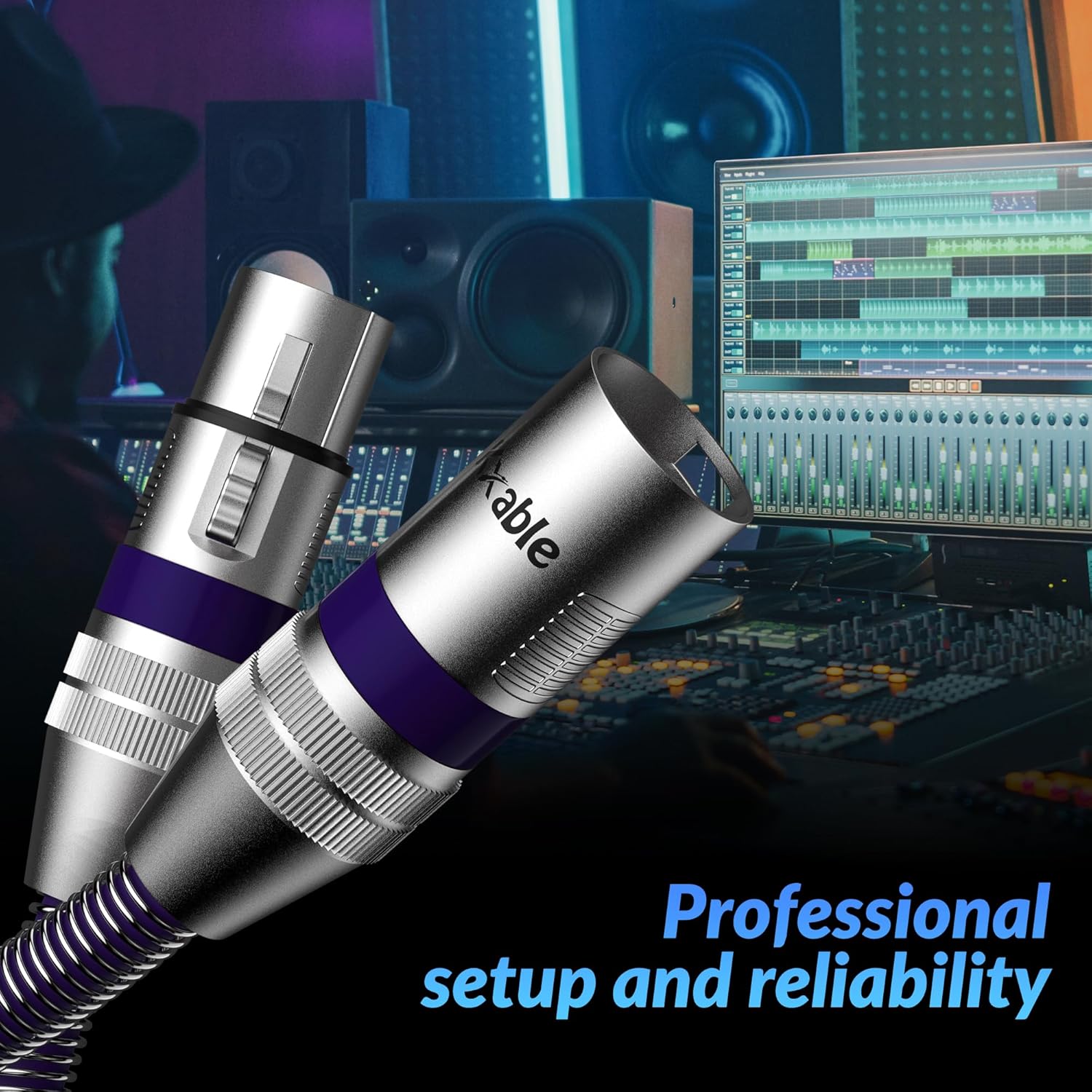 Kxable XLR Microphone Cable 8 FT (2.5M) XLR Male to Female Purple - كيبل أرجواني