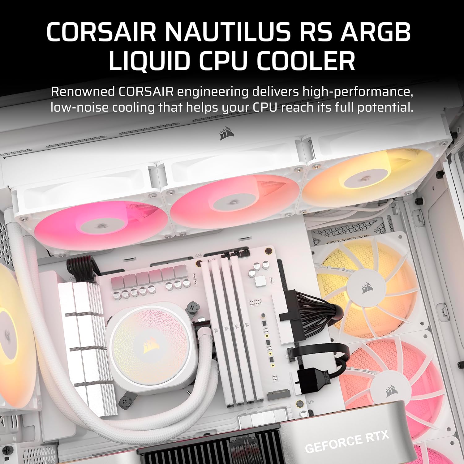 CORSAIR Nautilus 360 RS ARGB Liquid CPU Cooler, Low-Noise, 360mm AIO, RGB 3FAN White - مبرد مائي أبيض