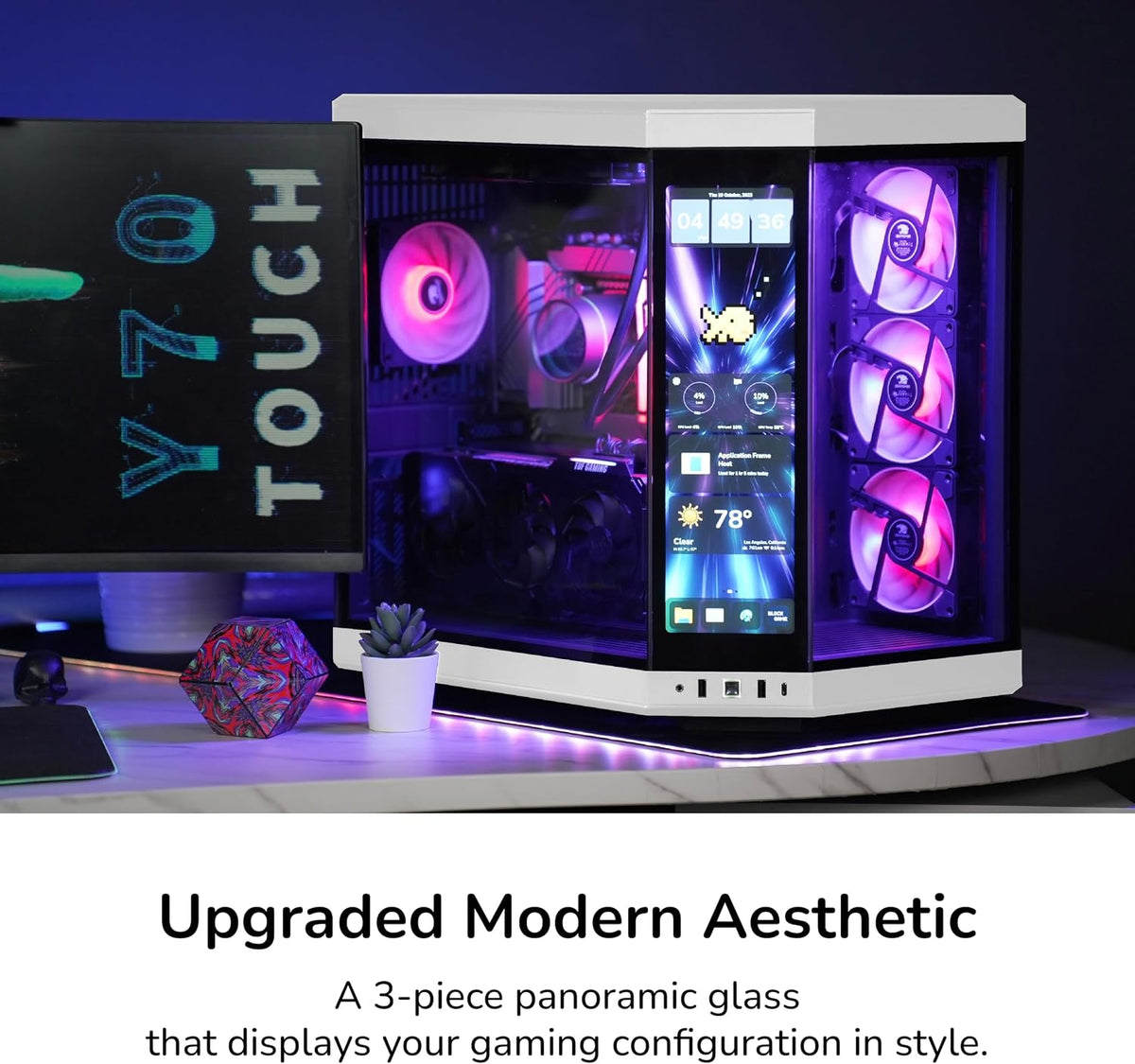 Hyte Y70 Touch Infinite Dual Chamber Mid-Tower ATX Case – Panda White/Black, 14.5
