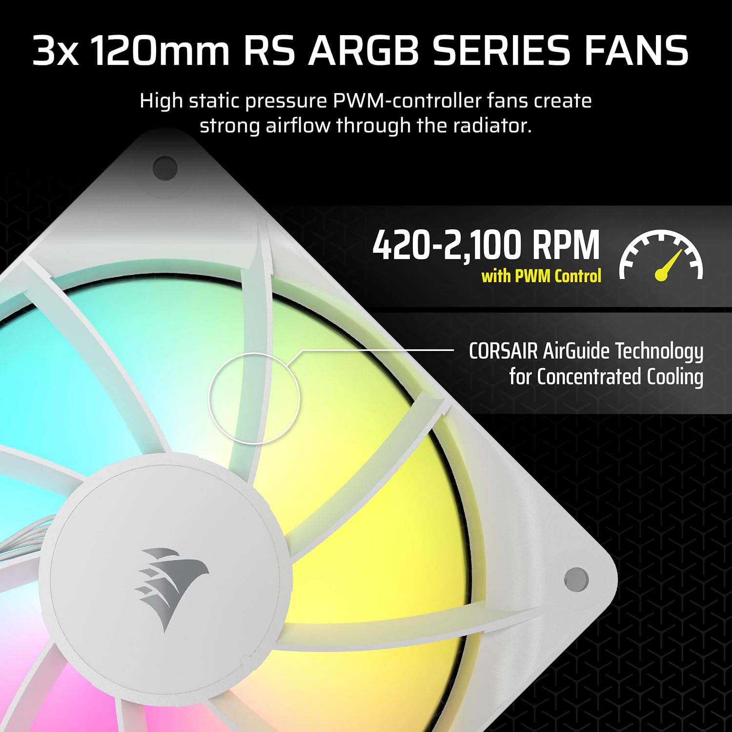 CORSAIR Nautilus 360 RS ARGB Liquid CPU Cooler, Low-Noise, 360mm AIO, RGB 3FAN White - مبرد مائي أبيض