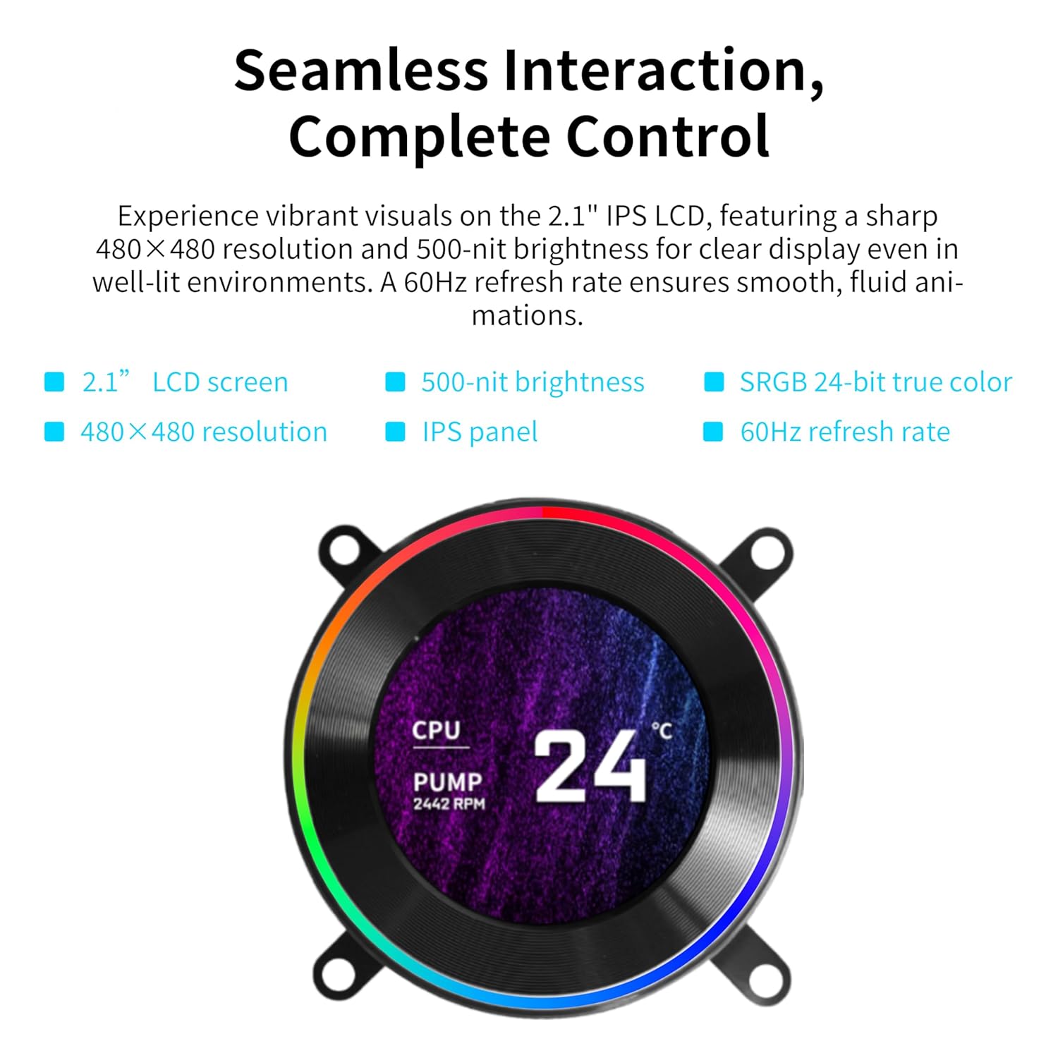 Lian Li Hydroshift II-C 360TL RGB Liquid Cooler with IPS LCD Screen TL Wireless fans White - مبرد مائي أبيض مع شاشه