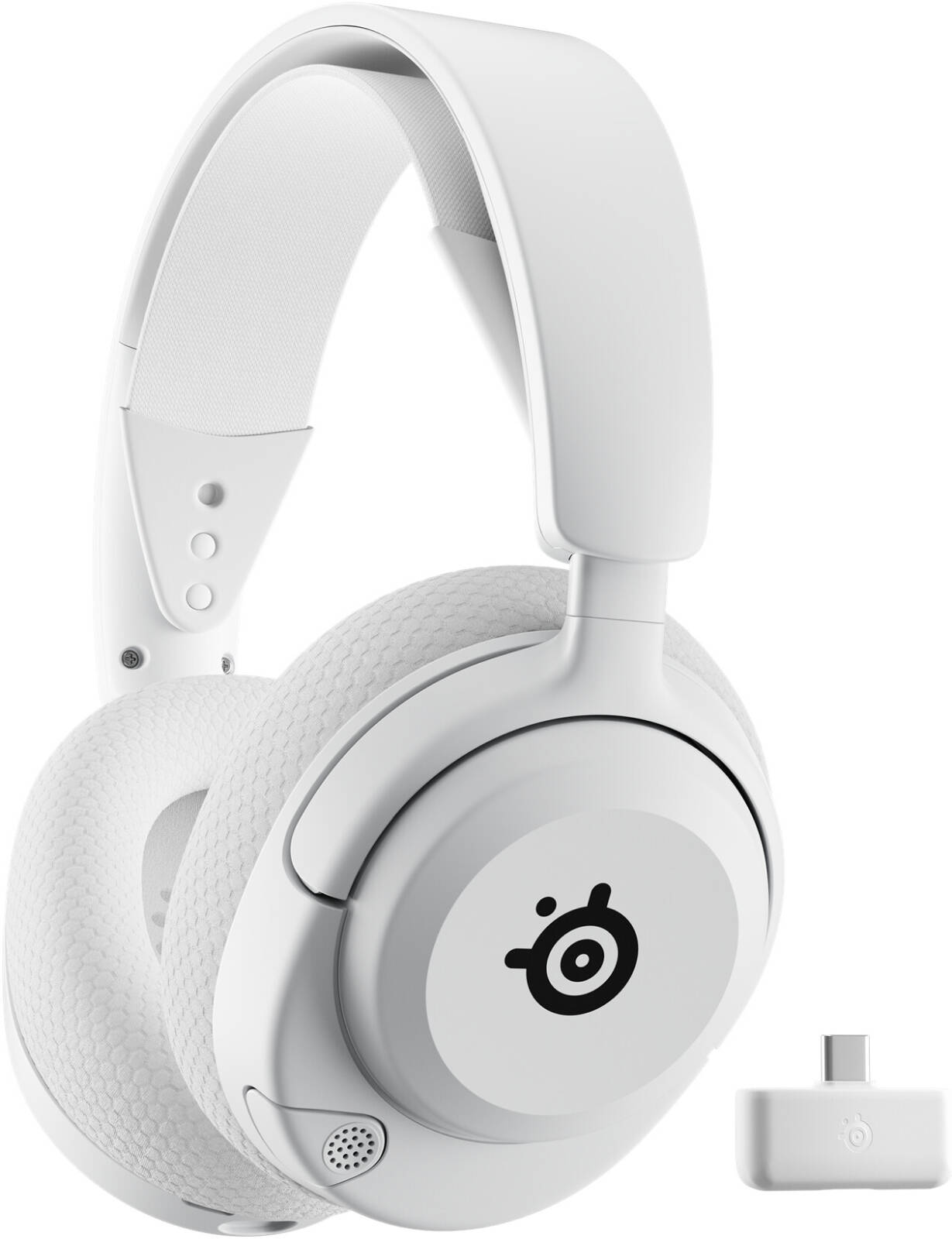 SteelSeries Arctis Nova 5P Wireless Headphones, 40mm Neodymium Drivers, ClearCast Gen 2.x, Retractable Boom, 360° Spatial Audio, Quick-Switch Wireless, White ( PC / PS5) - سماعه قيمنق لاسلكيه بيضاء