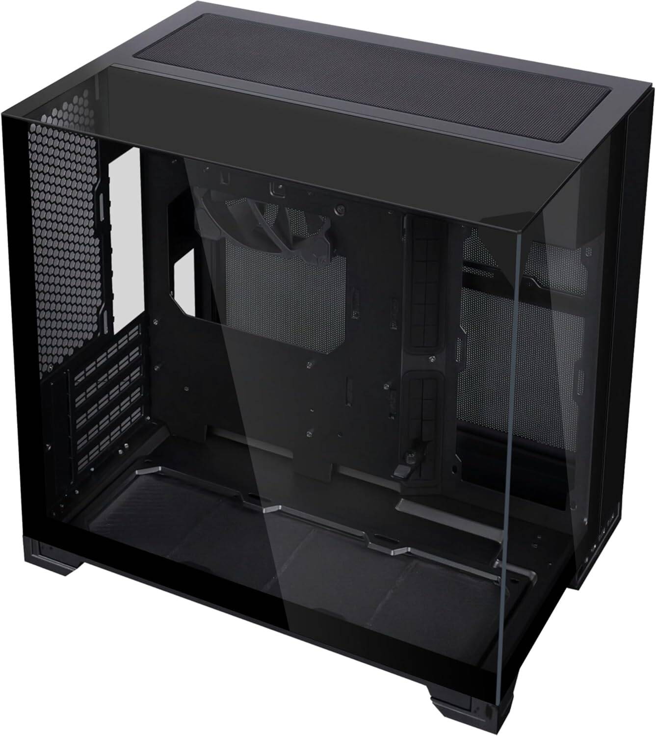 Lian Li O11 Vision-M PC Case White mATX, 140mm Fan, Triple Tempered Glass, Dual-Chamber, Supports 360mm AIO & ATX PSUs Black - كيس أسود